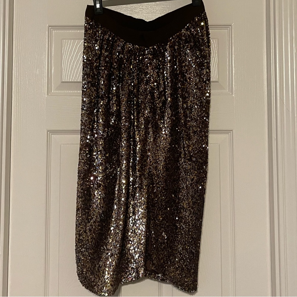 Gold Sequin Skirt Size 12 , Pencil Skirt
